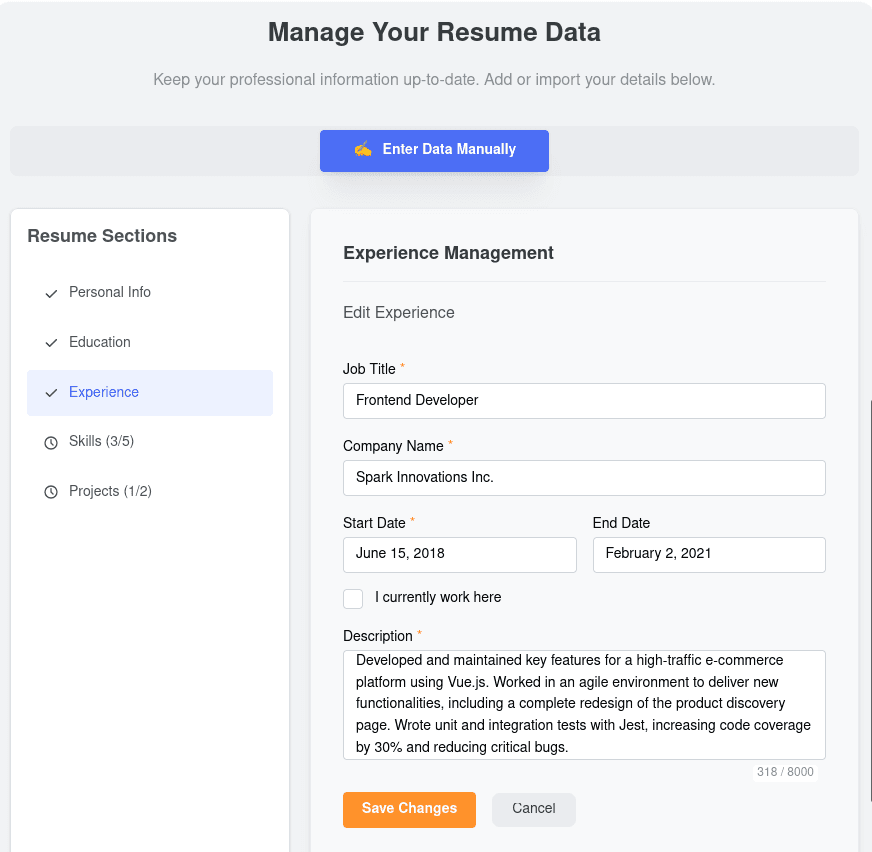 Image showing how to complete the master profile